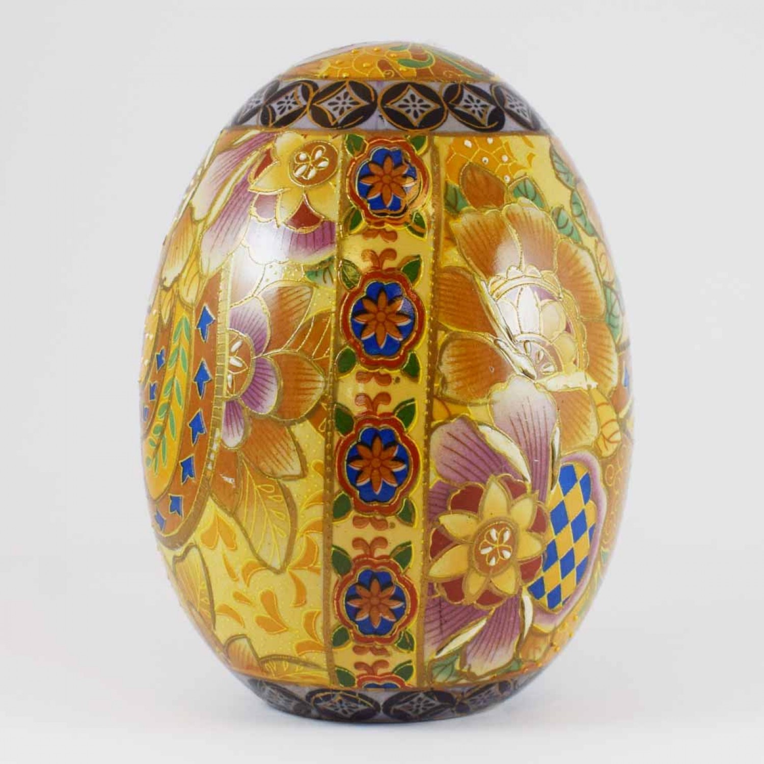 Vintage Satsuma Egg, Satsuma Pottery Egg Of 6 Inch Size With Hand